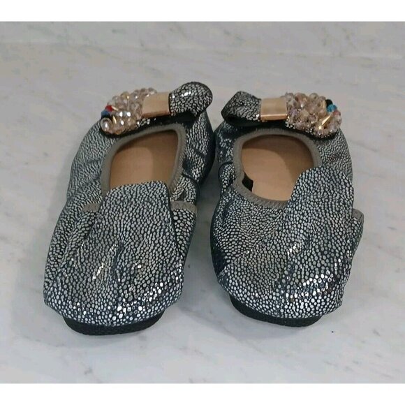Silver Metallic Multi-colored Jewel Open Toe Ballerina Flats Size 7.5 -8 (US) - Picture 5 of 6